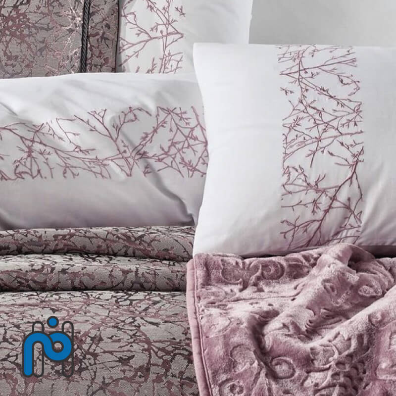 طقم أغطية سرير من 4 قطع باللون الوردي لشخصين