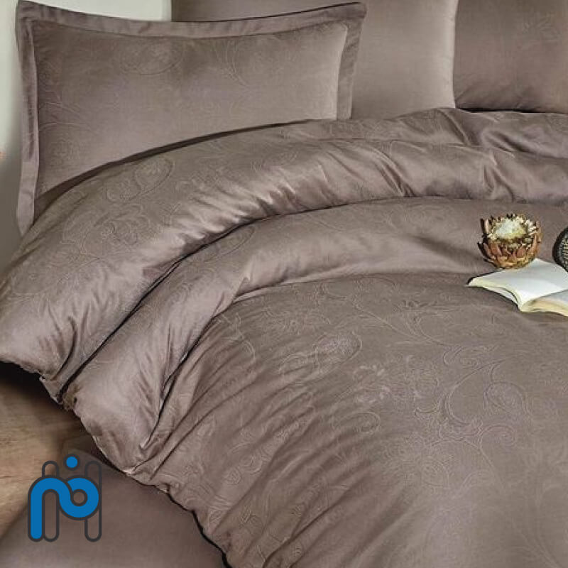 4-piece brown cowrie hotel bed linen set for two
